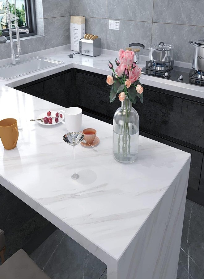 ELTON Pearl White Marble High Gloss urniture Film Self Adhesive Waterproof Wallpaper for Walls Cupboard Door, Almirah, Fridge, Tabletop, Floor DIY & Renovation Project : 16 x96 Inch - Image 4